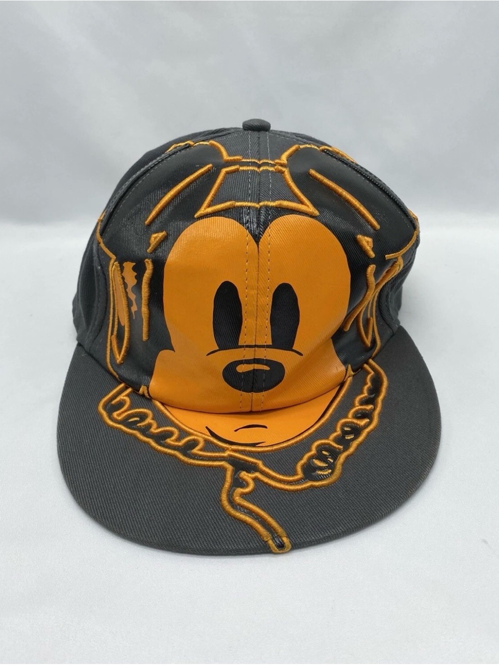 Disney Parks Mickey Mouse DJ Hat Cap Gray Orange Adult